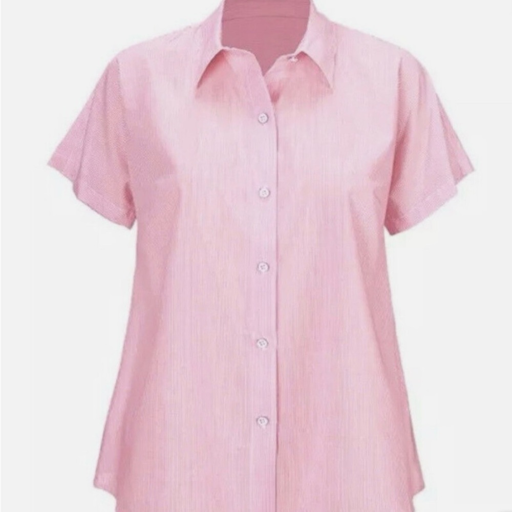 CAbi Pink Button Down Shirt with Notched Collar